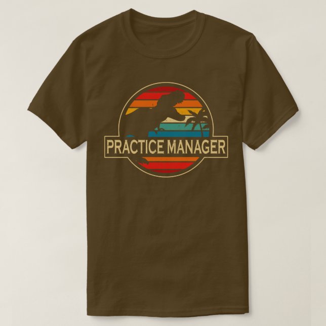 Camiseta Dinossauro do gerente de prática (Frente do Design)