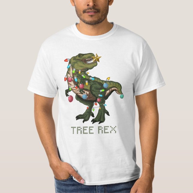 Camiseta Dinossauro do Natal de Rex da árvore (Frente)
