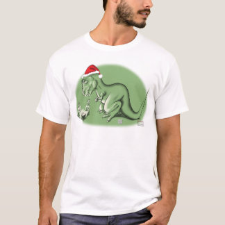 Camiseta Dinossauro do Natal no comedoiro