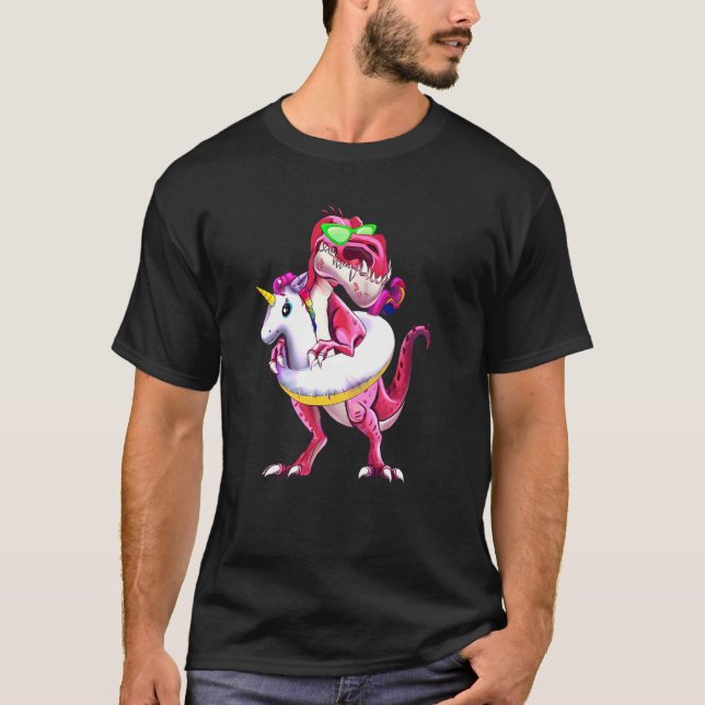 Camiseta Dinossauro do Partido piscina Unicorn Crianças Inc (Frente)