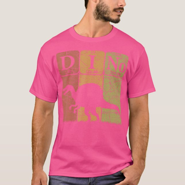 Camiseta Dinossauro Elementos Periódicos de Mesa Espinossau (Frente)