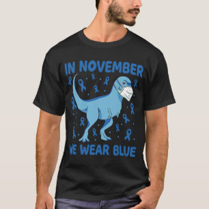 Camiseta Dinossauro Em Novembro Vestimos Diabetes Azuis Gar