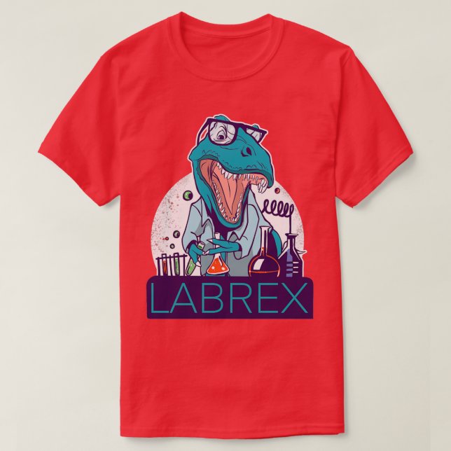 Camiseta Dinossauro em tubos de ensaio do químico Labrex no (Frente do Design)