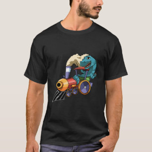 Camiseta Dinossauro Engraçado Andando De Comboio Tyrannosau