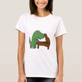 Camiseta Dinossauro engraçado de T-Rex que joga o piano