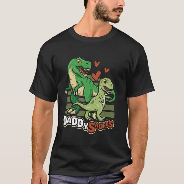 Camiseta Dinossauro Engraçado Dia do Pai Daddysaurus (Frente)