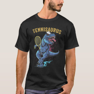 Camiseta Dinossauro Engraçado Jogando Tênis Retro Estilo