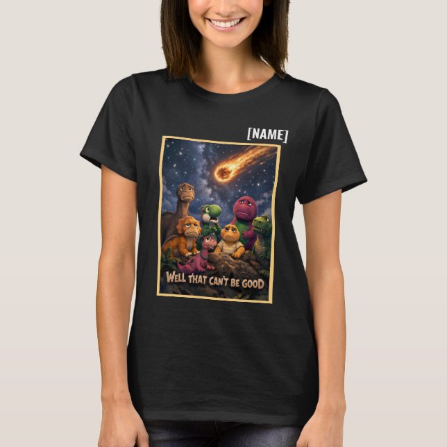 Camiseta Dinossauro Engraçado Meteorito Extinção (Frente)