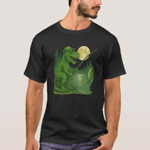 Camiseta Dinossauro Engraçado para Homens Pescaria Pesca Le