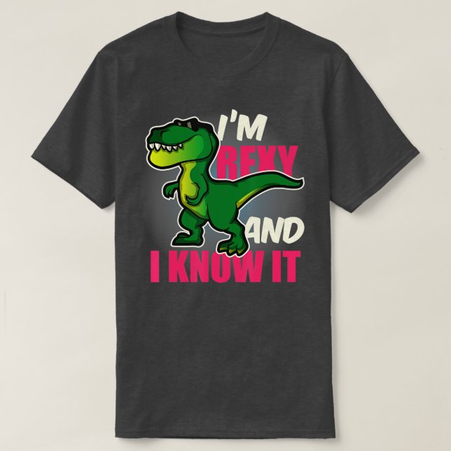 Camiseta Dinossauro Engraçado Rex Para Crianças Jovens E Ad (Frente do Design)