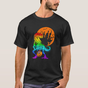 Camiseta Dinossauro engraçado T Rex LGBT Skeleton Hallowee
