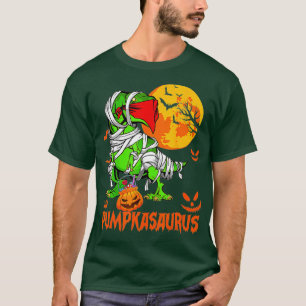 Camiseta Dinossauro Engraçado T Rex Mummy Pumpkin Halloween