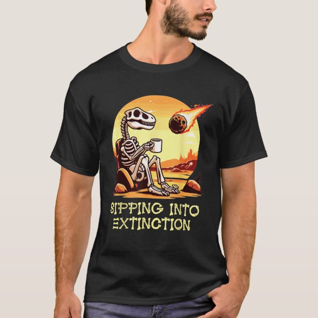 Camiseta Dinossauro Esqueleto Divertido A Entrar No Eixo Da (Frente)