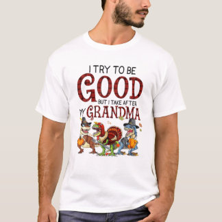 Camiseta Dinossauro Eu Tento Ser Bom Mas Eu