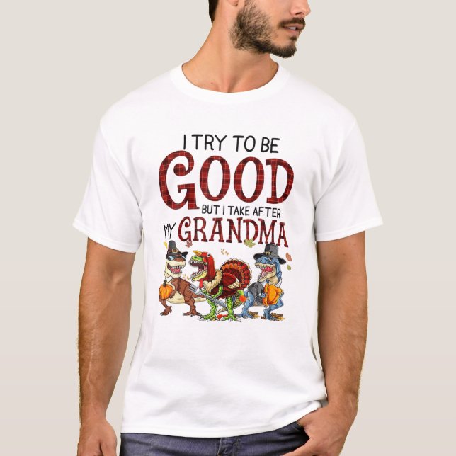 Camiseta Dinossauro Eu Tento Ser Bom Mas Eu (Frente)