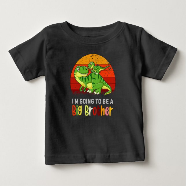 Camiseta Dinossauro Eu vou ser um grande irmão bebê (Frente)