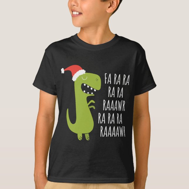 Camiseta Dinossauro Fa Ra Ra Rawr Rawr Natal T-Rex (Frente)