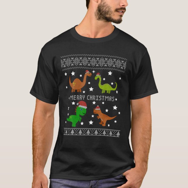Camiseta Dinossauro Feio Natal Doce Engraçado Xmas Dotado A (Frente)