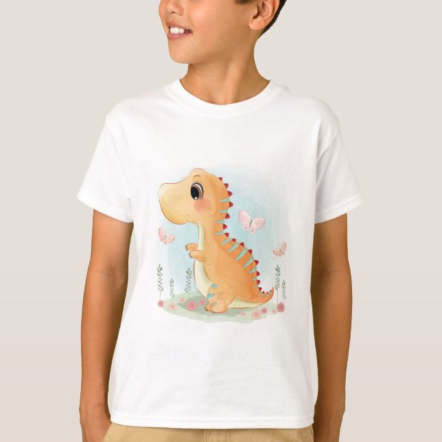 Camiseta Dinossauro Feliz e Bonito Brincando (Frente)