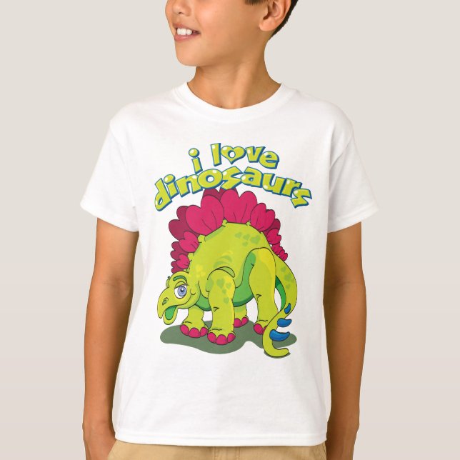 Camiseta Dinossauro Feliz e Verde Brilhante (Frente)