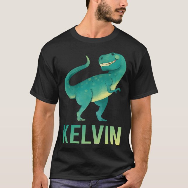 Camiseta Dinossauro Feliz - Kelvin Nome (Frente)