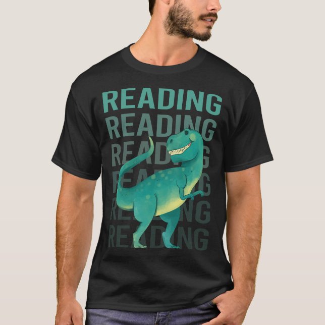 Camiseta Dinossauro Feliz Lendo (Frente)