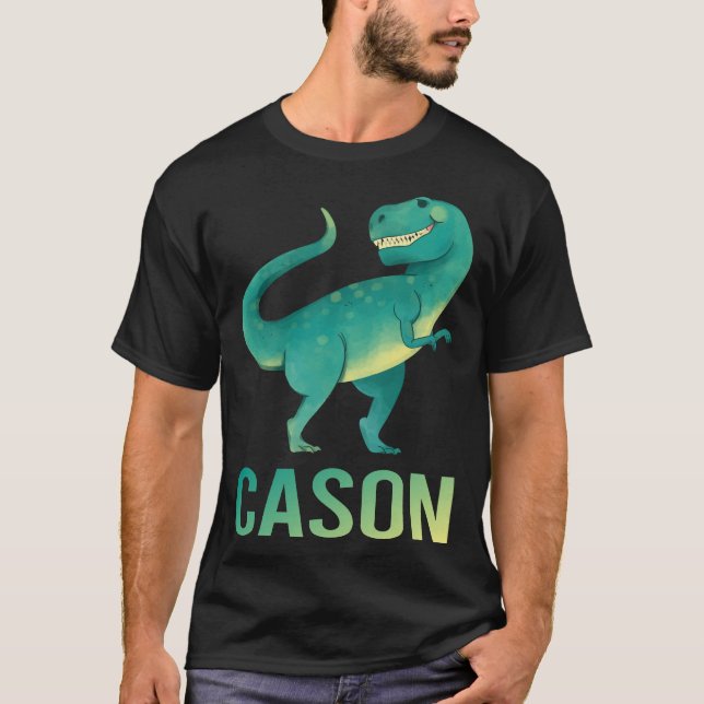 Camiseta Dinossauro Feliz - Nome Cason (Frente)