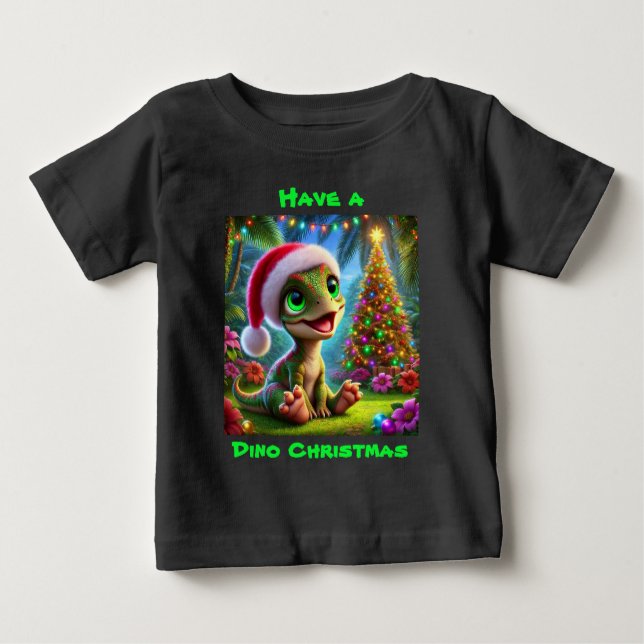 Camiseta Dinossauro Festivo de Natal (Frente)
