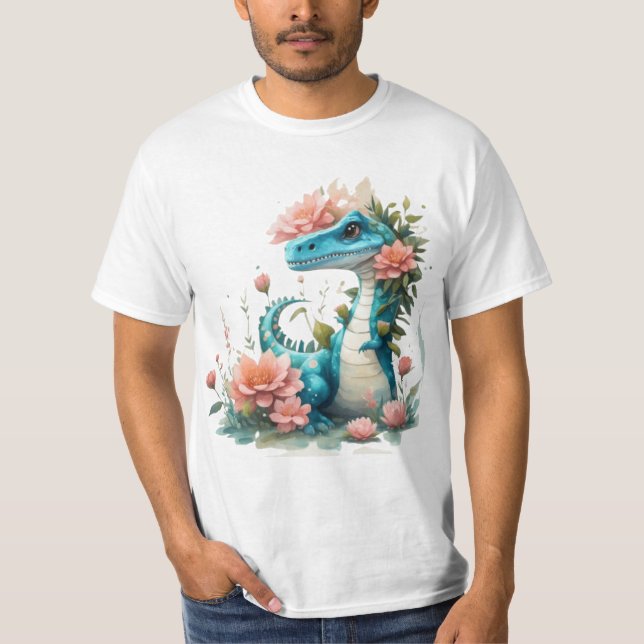 Camiseta Dinossauro Floral (Frente)