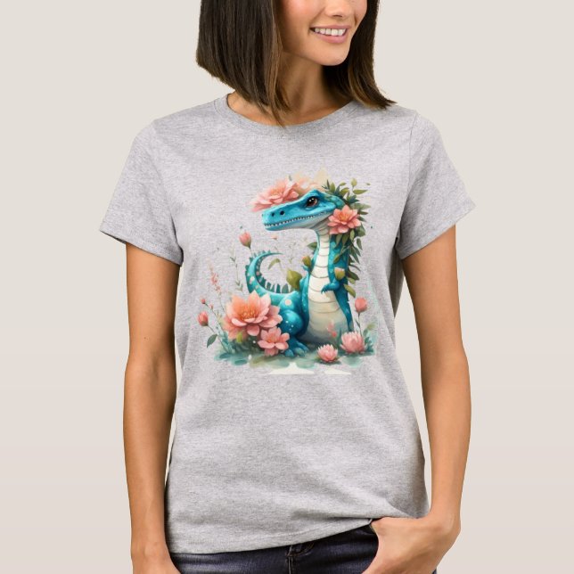 Camiseta Dinossauro Floral (Frente)