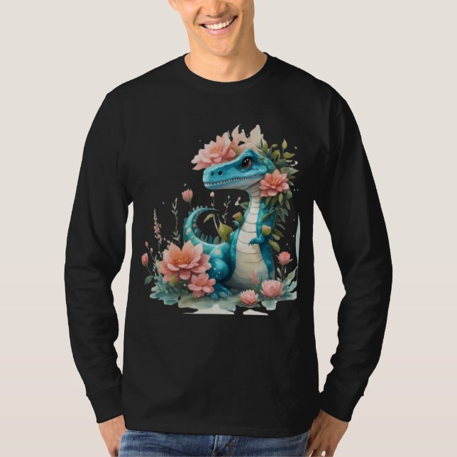 Camiseta Dinossauro Floral (Frente)