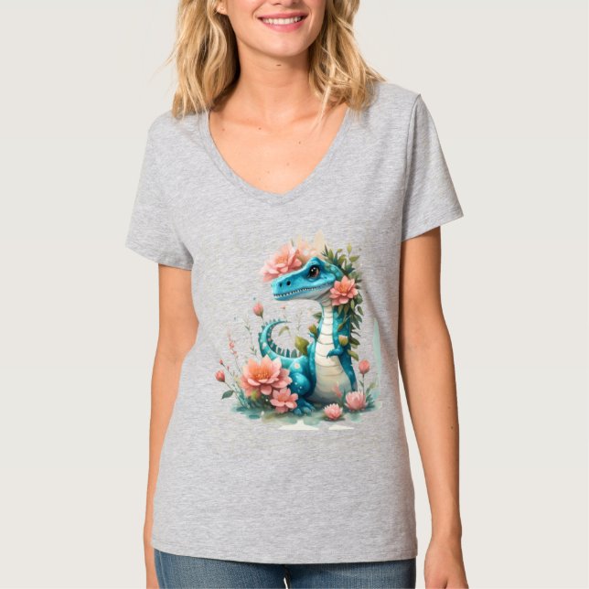 Camiseta Dinossauro Floral (Frente)