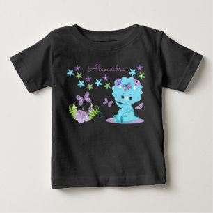 Camiseta Dinossauro Floral Azul Personalizado