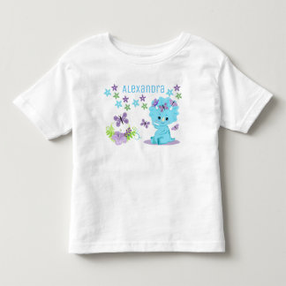 Camiseta Dinossauro Floral Azul Personalizado