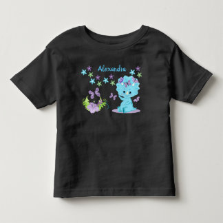Camiseta Dinossauro Floral Azul Personalizado