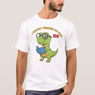 Camiseta Dinossauro Fofo 100 Dias de Escola