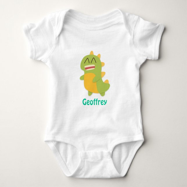 Camiseta Dinossauro Fofo e Feliz para Bebê Menino (Frente)