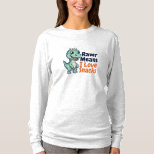 Camiseta Dinossauro Fofo “Rawr Significa que Eu Amo Lanches