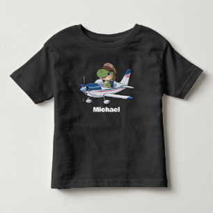 Camiseta Dinossauro Fofo Voando Avião Cessna, Personalizado
