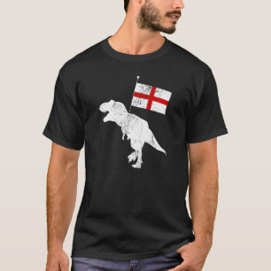 Camiseta Dinossauro Inglês Tyrannosaurus Rex England Flag