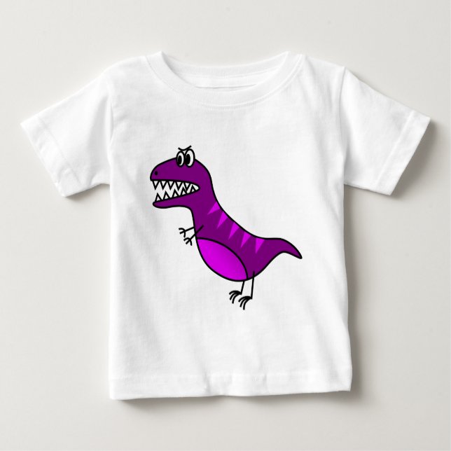 Camiseta Dinossauro irritado roxo bonito dos desenhos (Frente)
