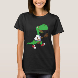 Camiseta Dinossauro Jogando Lacrosse Cool Dino Esporte de E