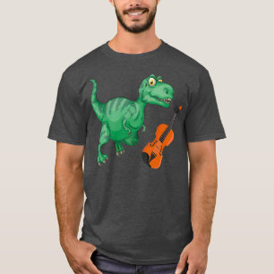 Camiseta Dinossauro Jogando Violina Engraçado Bom Dinossaur