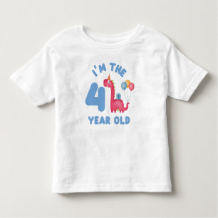 Camiseta Dinossauro Justo de Aniversário - Tenho 4 anos
