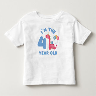 Camiseta Dinossauro Justo de Aniversário - Tenho 4 anos
