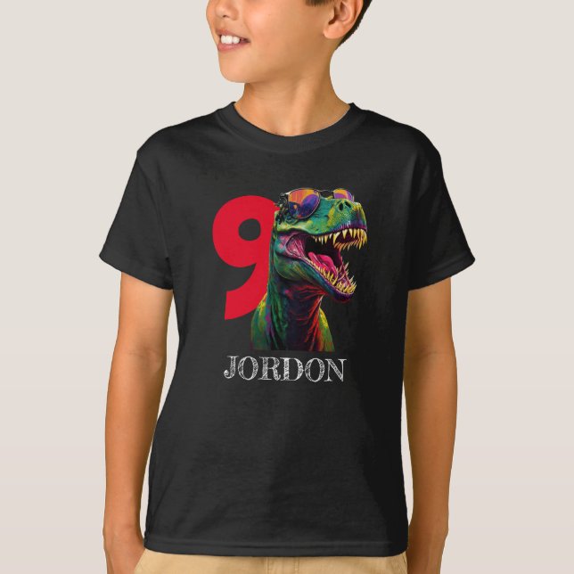 Camiseta Dinossauro Legal 9º Aniversário (Frente)