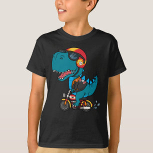 Camiseta dinossauro legal a andar de moto