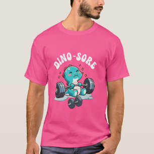 Camiseta Dinossauro Malhação Elevação de Gym Pesos Cortados