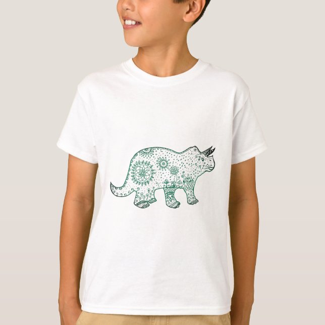 Camiseta Dinossauro Mandala DesenhandoT-shirt (Frente)