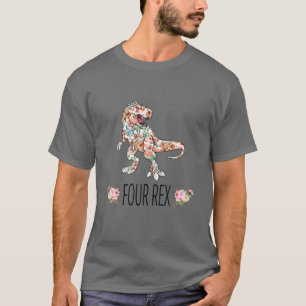 Camiseta Dinossauro Menino 4 E Aniversário 4 Anos